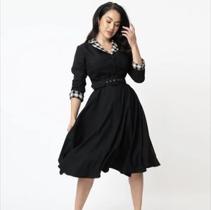 Unique Vintage Boucle belted shirt dress